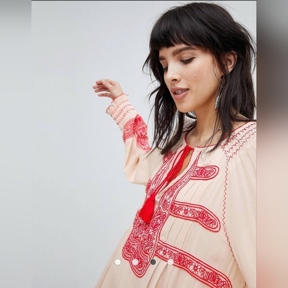 Free People wind willow mini cashmere cream dress S - Picture 9 of 10